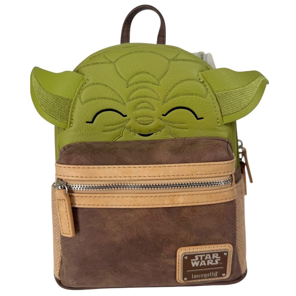 Loungefly Star Wars Yoda Mini Backpack Green Brown Burlap Faux Leather Grogu